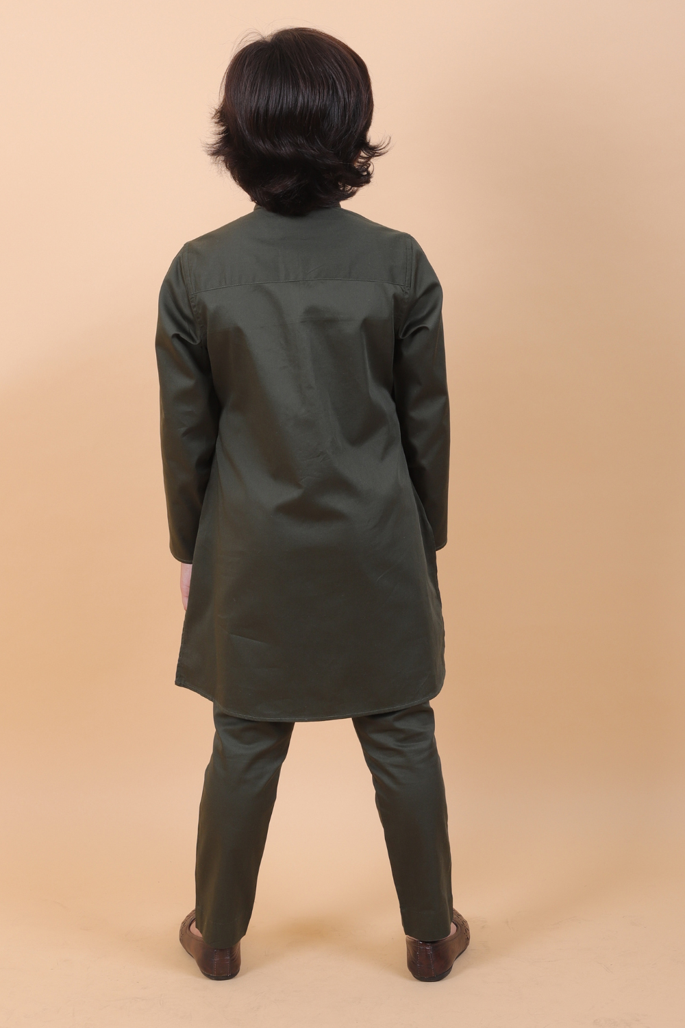 Olive Green Dear Embroidered Kurta Set