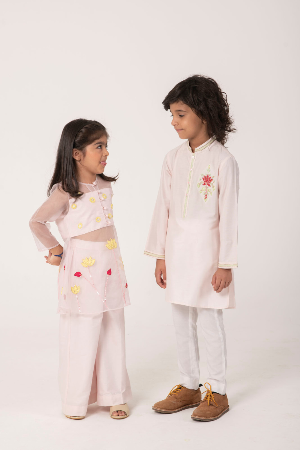 Kids Twinning Cotton Kurta Pant Set | Girl & Boy Matching Ethnic Wear