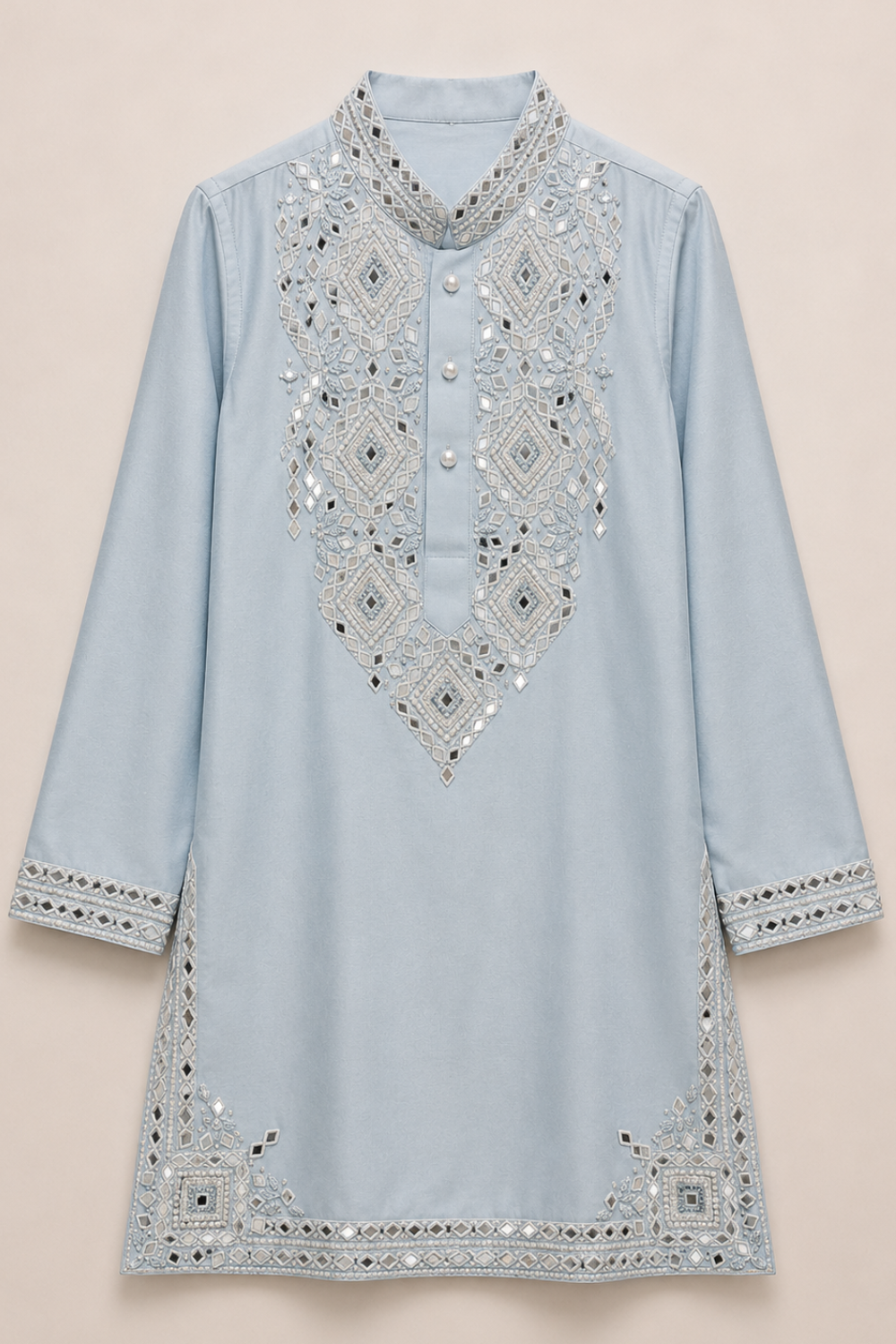 Ice blue mirror kurta