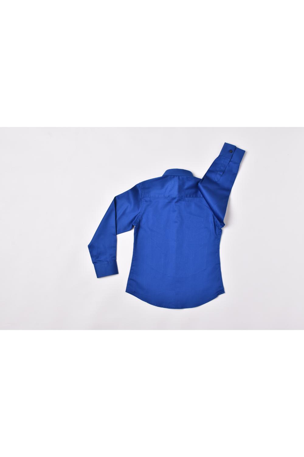 Royal blue shirt in cotton base with patch work