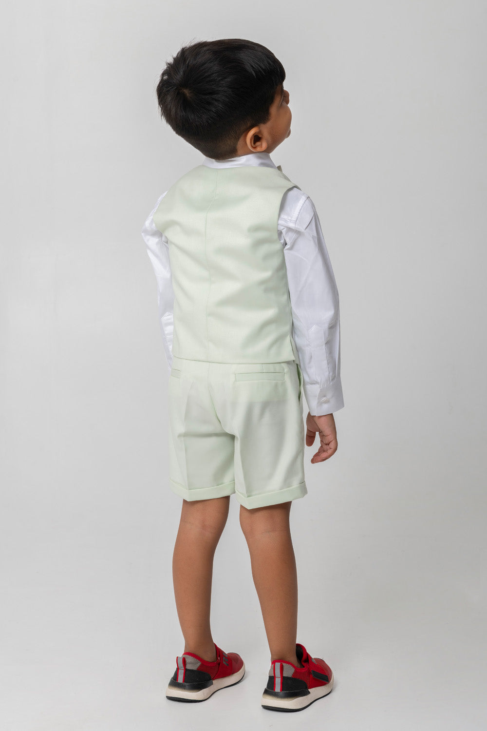 Surfing Dino Embroidered Mint Colour Waistcoat Set