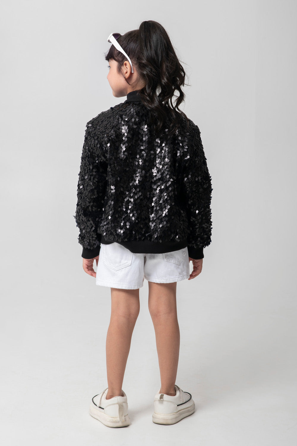 Black Sequenced Bomber Jacket