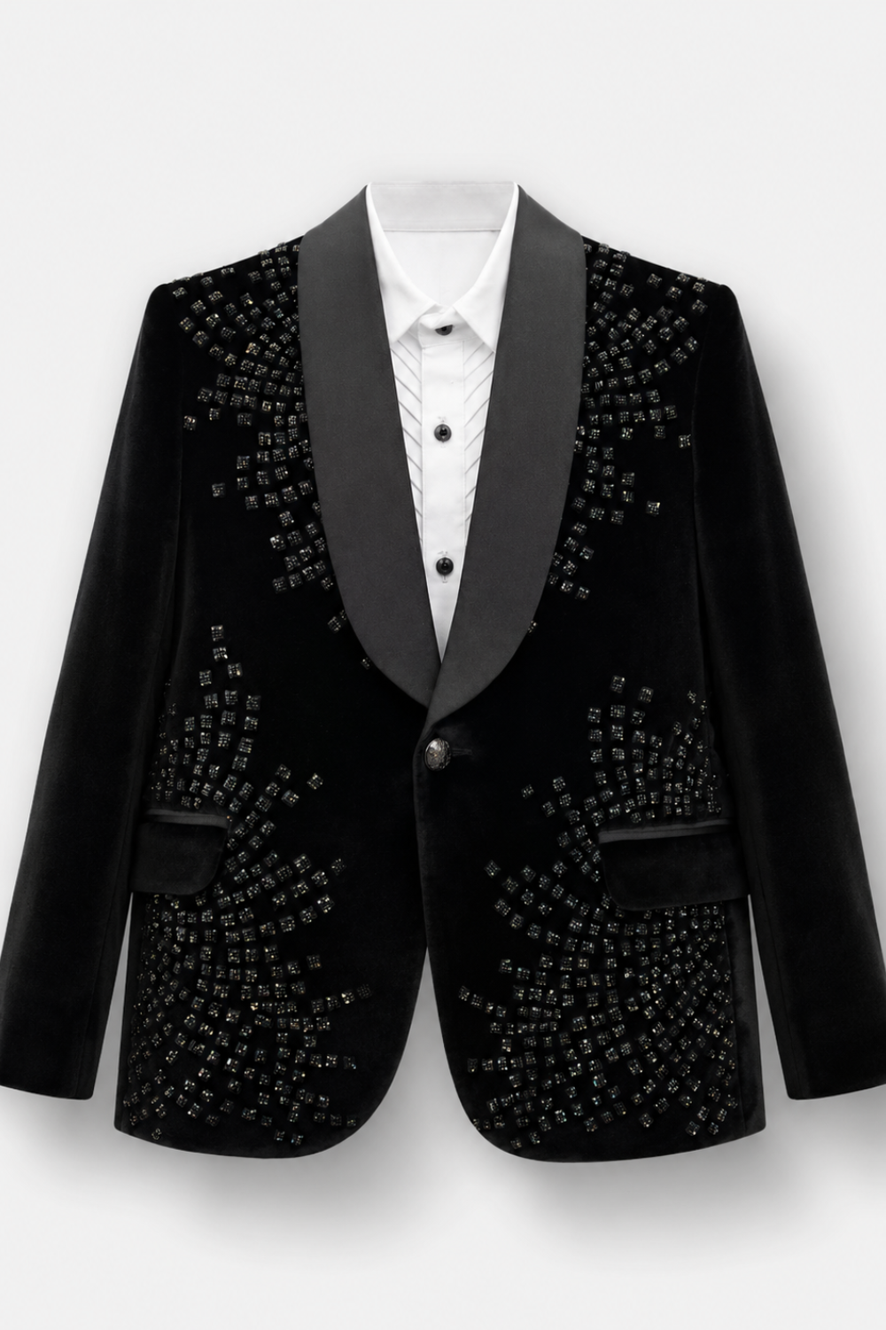 Black abstract velvet tuxedo