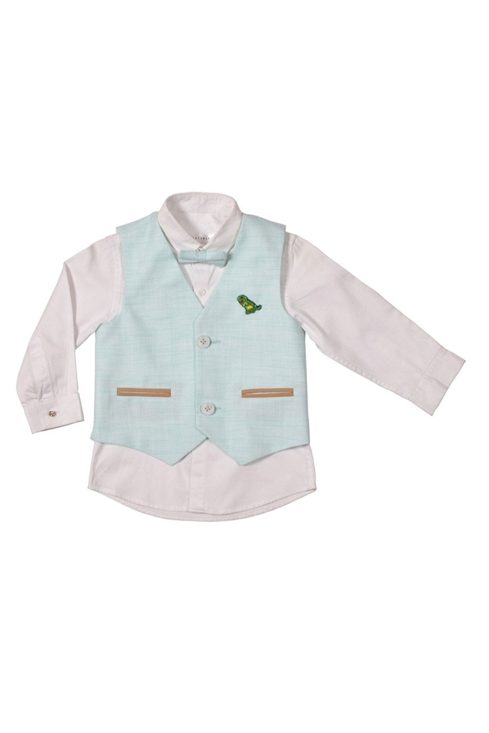 Dino Motif Sea Green Waistcoat Set