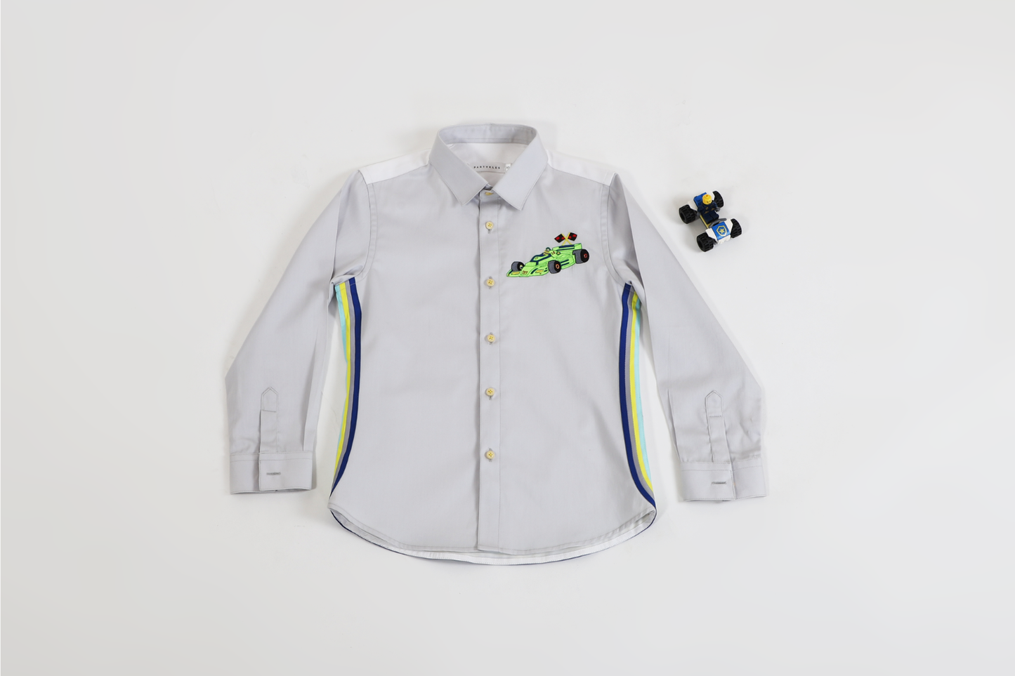 GREY RACE SHIRT WITH INTERESTING SIDE DETAIL