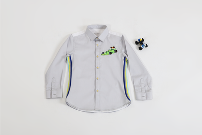 GREY RACE SHIRT WITH INTERESTING SIDE DETAIL