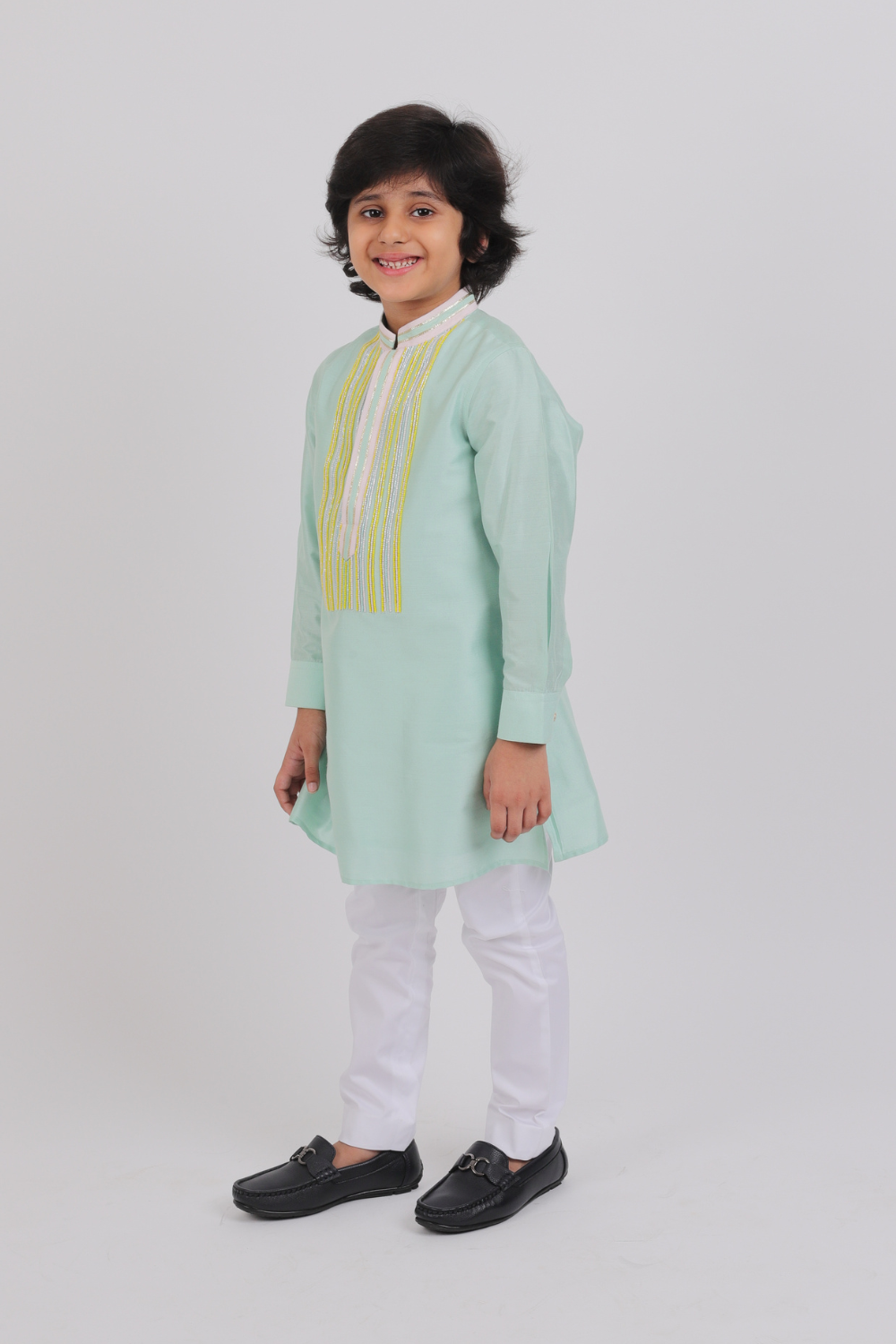 Sea Green Cotton Silk Kurta.