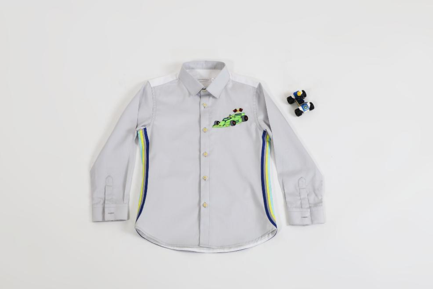 GREY RACE SHIRT WITH INTERESTING SIDE DETAIL