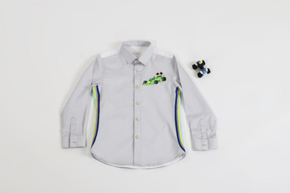 GREY RACE SHIRT WITH INTERESTING SIDE DETAIL