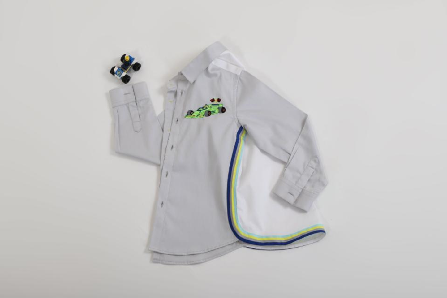 GREY RACE SHIRT WITH INTERESTING SIDE DETAIL