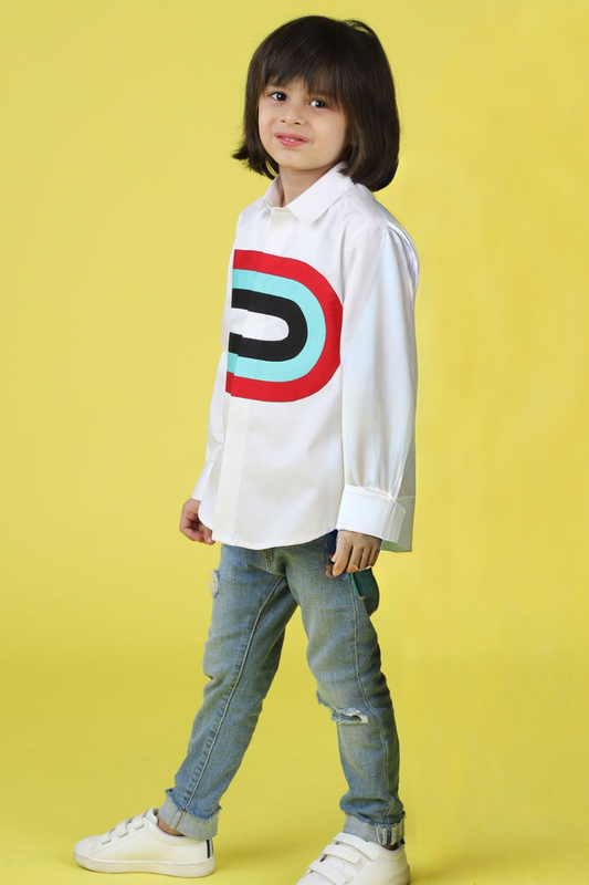 Printed Cotton Satin Shirt.