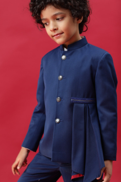 Blue Jodhpuri With Drape
