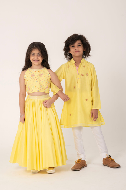 Kids Twinning Festive Kurta Set -Yellow