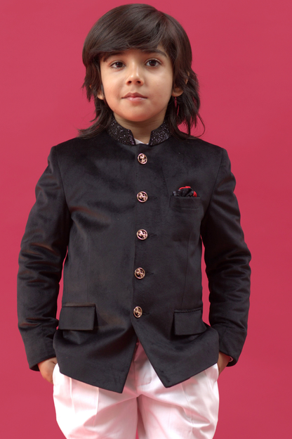VELVET COLLAR EMBROIDERED JODHPURI SET