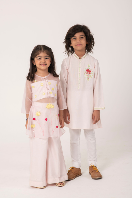 Kids Twinning Cotton Kurta Pant Set | Girl & Boy Matching Ethnic Wear