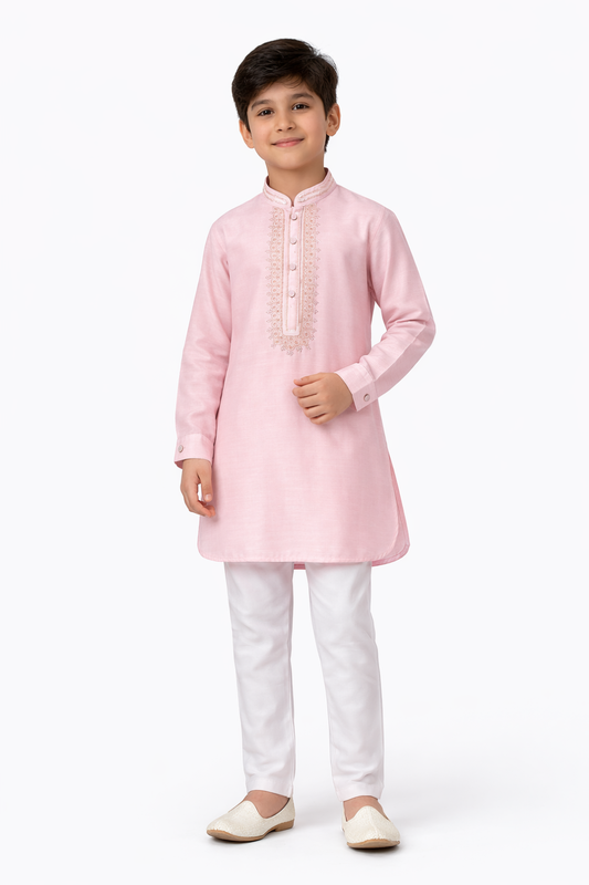 Onion Pink Embroidered Kurta Set
