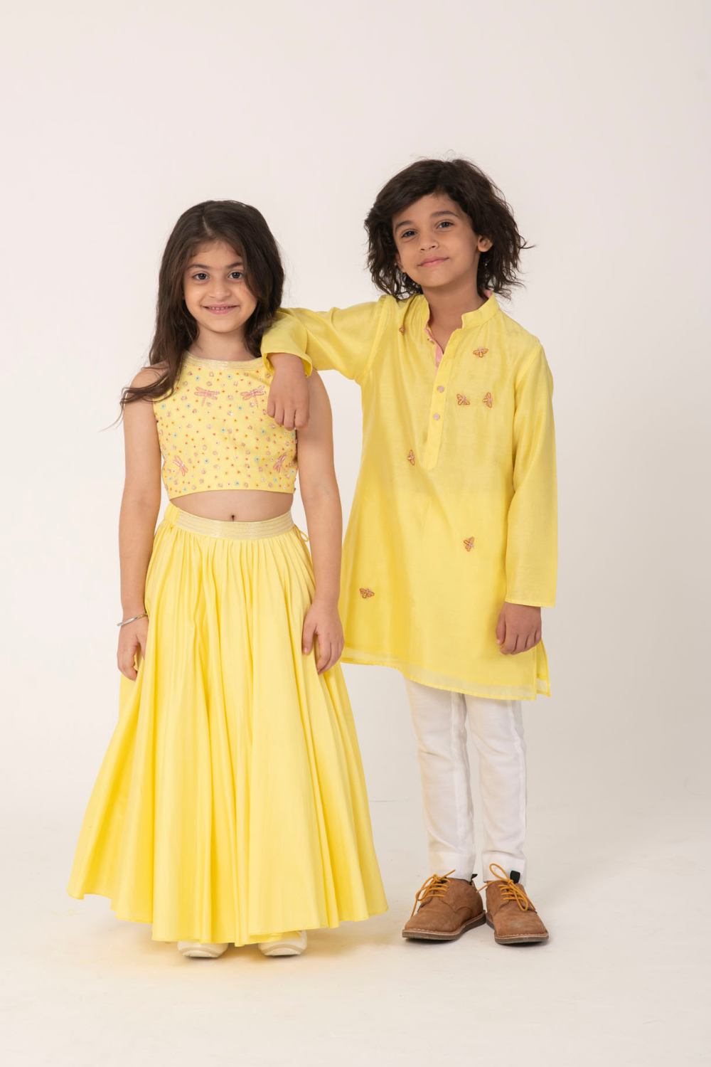 Kids Twinning Festive Kurta Set -Yellow