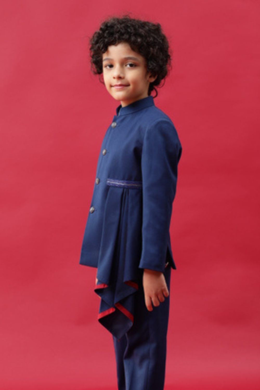 Blue Jodhpuri With Drape