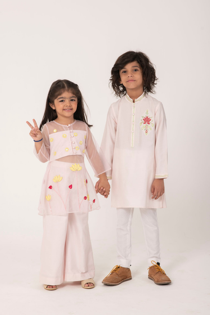 Kids Twinning Cotton Kurta Pant Set | Girl & Boy Matching Ethnic Wear