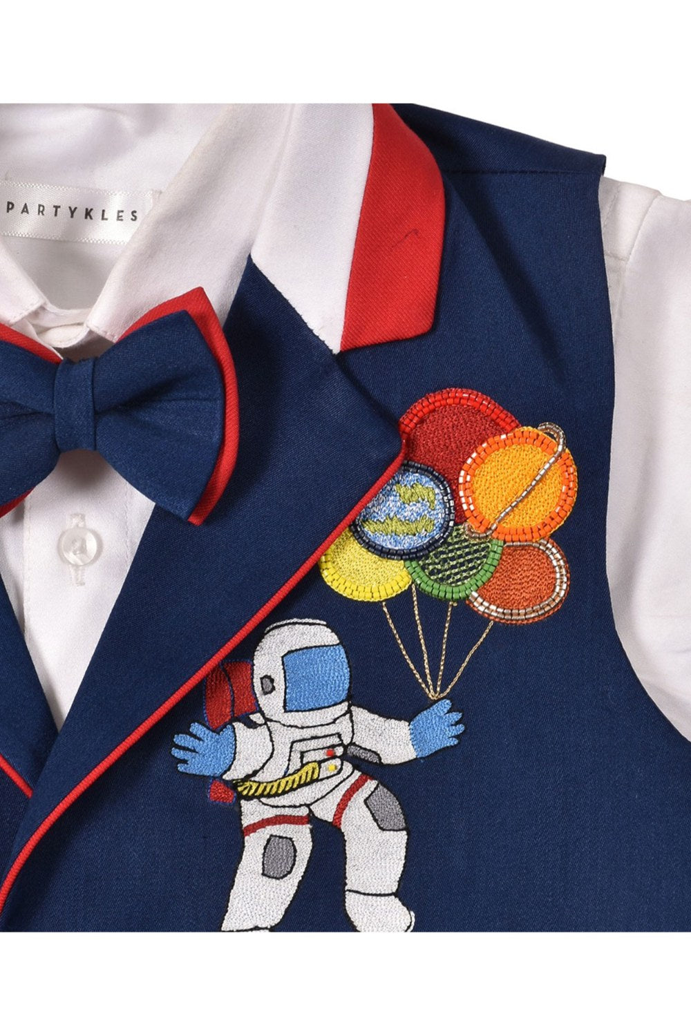 Astronaut Motif Embroidered Navy Waistcoat Set