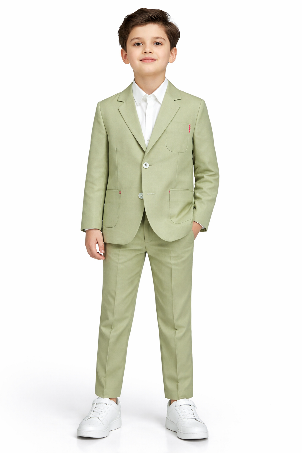 Pista Green Terry Rayon Blazer Set.