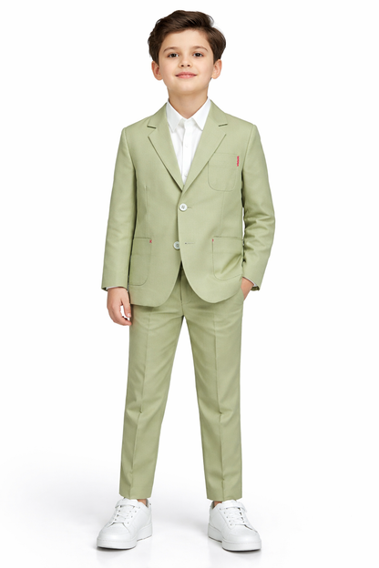 Pista Green Terry Rayon Blazer Set.