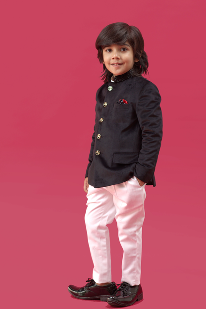 VELVET COLLAR EMBROIDERED JODHPURI SET