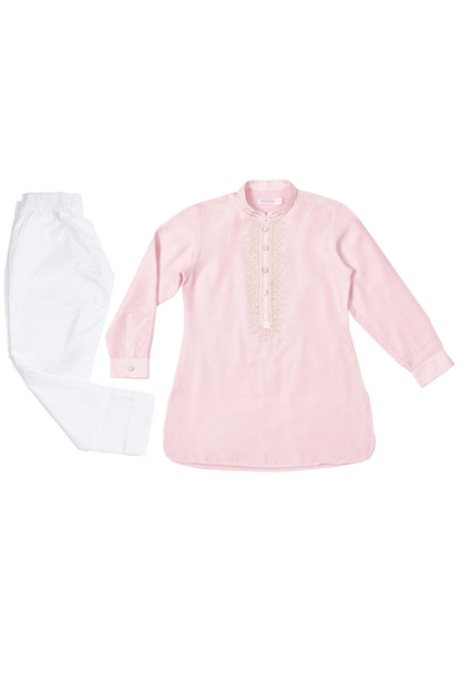 Onion Pink Embroidered Kurta Set