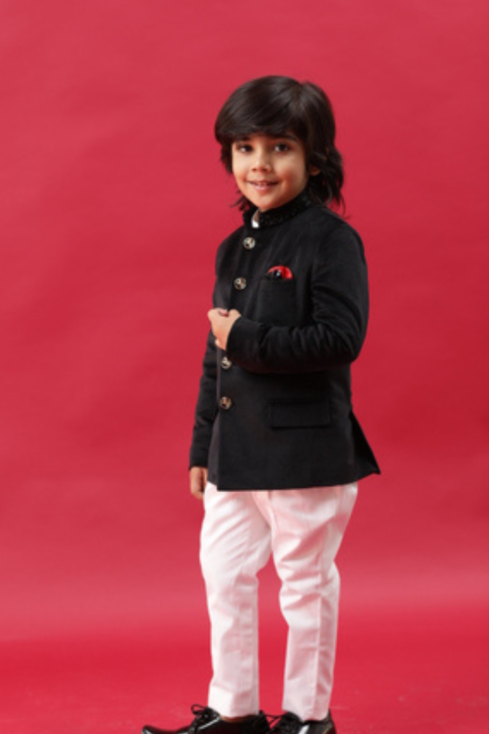 VELVET COLLAR EMBROIDERED JODHPURI SET