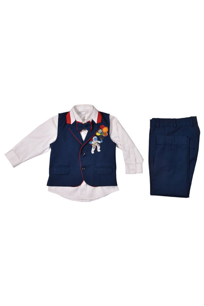 Astronaut Motif Embroidered Navy Waistcoat Set