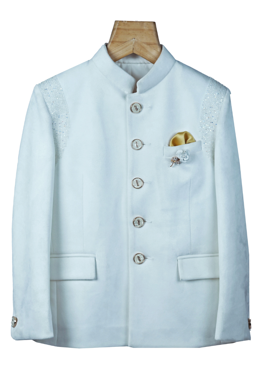 Royal Ivory Bumario Jodhpuri Suit Set.