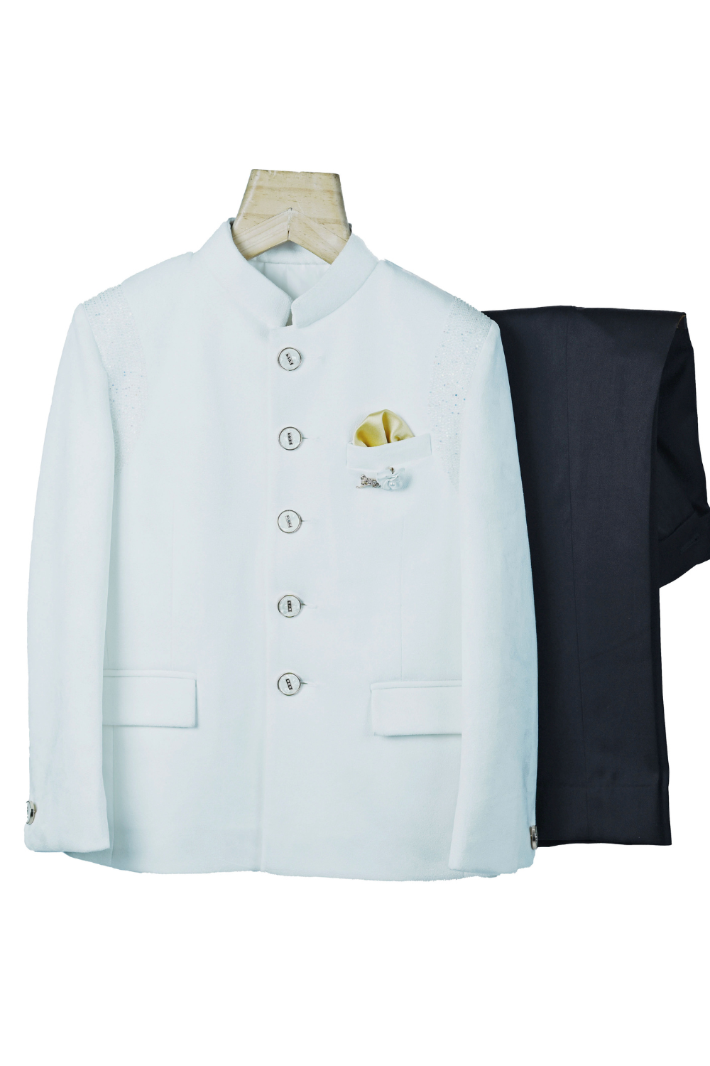 Royal Ivory Bumario Jodhpuri Suit Set.