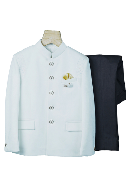 Royal Ivory Bumario Jodhpuri Suit Set.