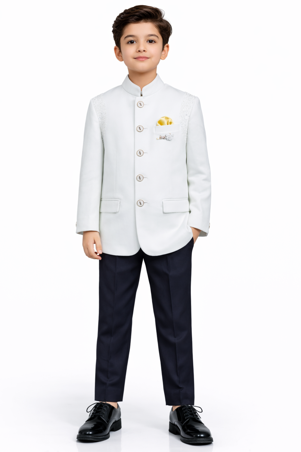 Royal Ivory Bumario Jodhpuri Suit Set.