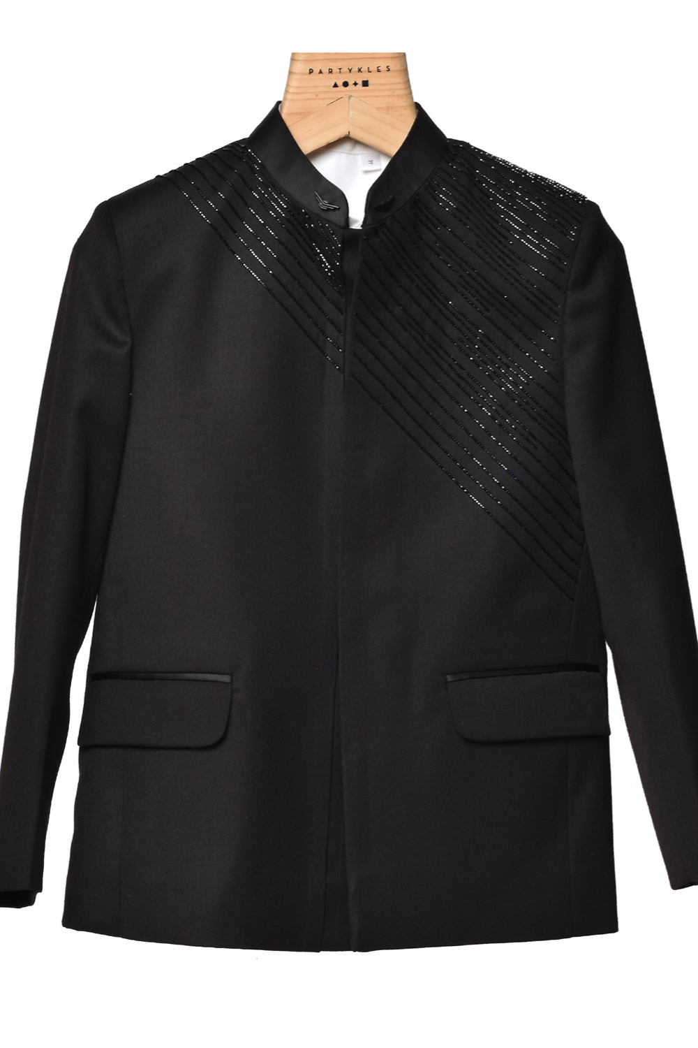Black Terry Rayon Jodhpuri Set For Boys