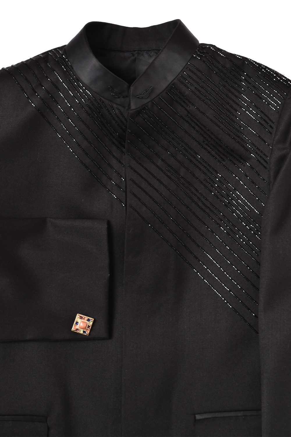 Black Terry Rayon Jodhpuri Set For Boys