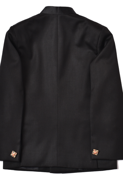 Black Terry Rayon Jodhpuri Set For Boys
