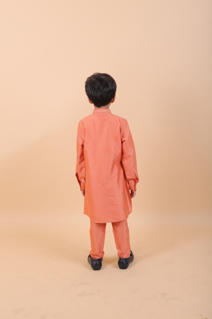Rust Kurta Set With Front Design