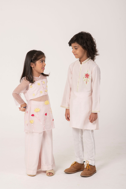 Kids Twinning Cotton Kurta Pant Set | Girl & Boy Matching Ethnic Wear