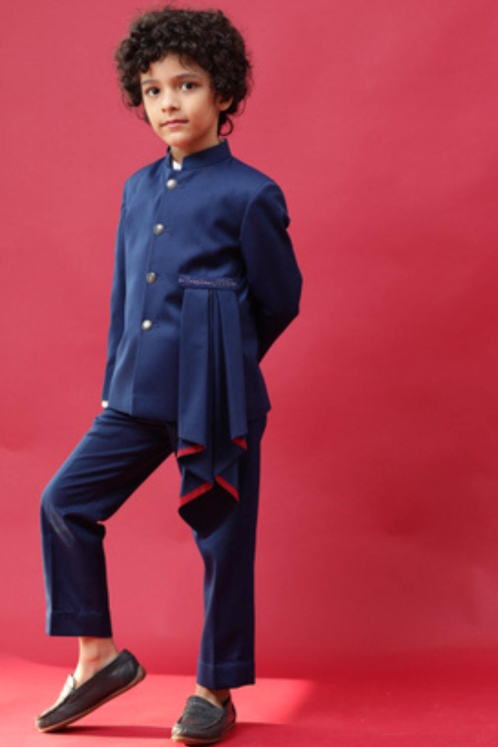 Blue Jodhpuri With Drape