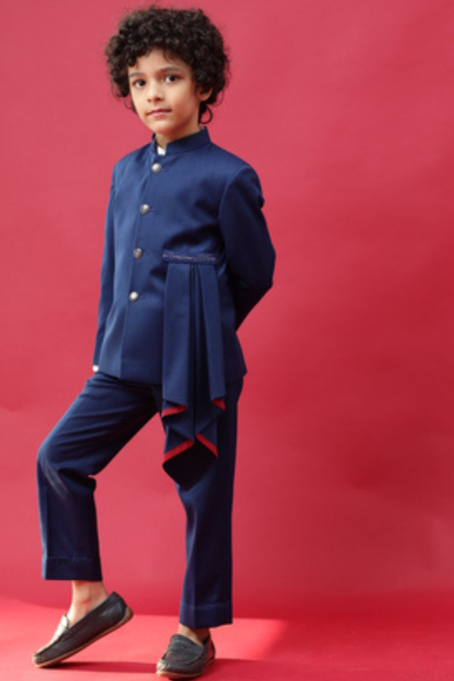 Blue Jodhpuri With Drape