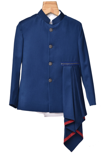 Blue Jodhpuri With Drape