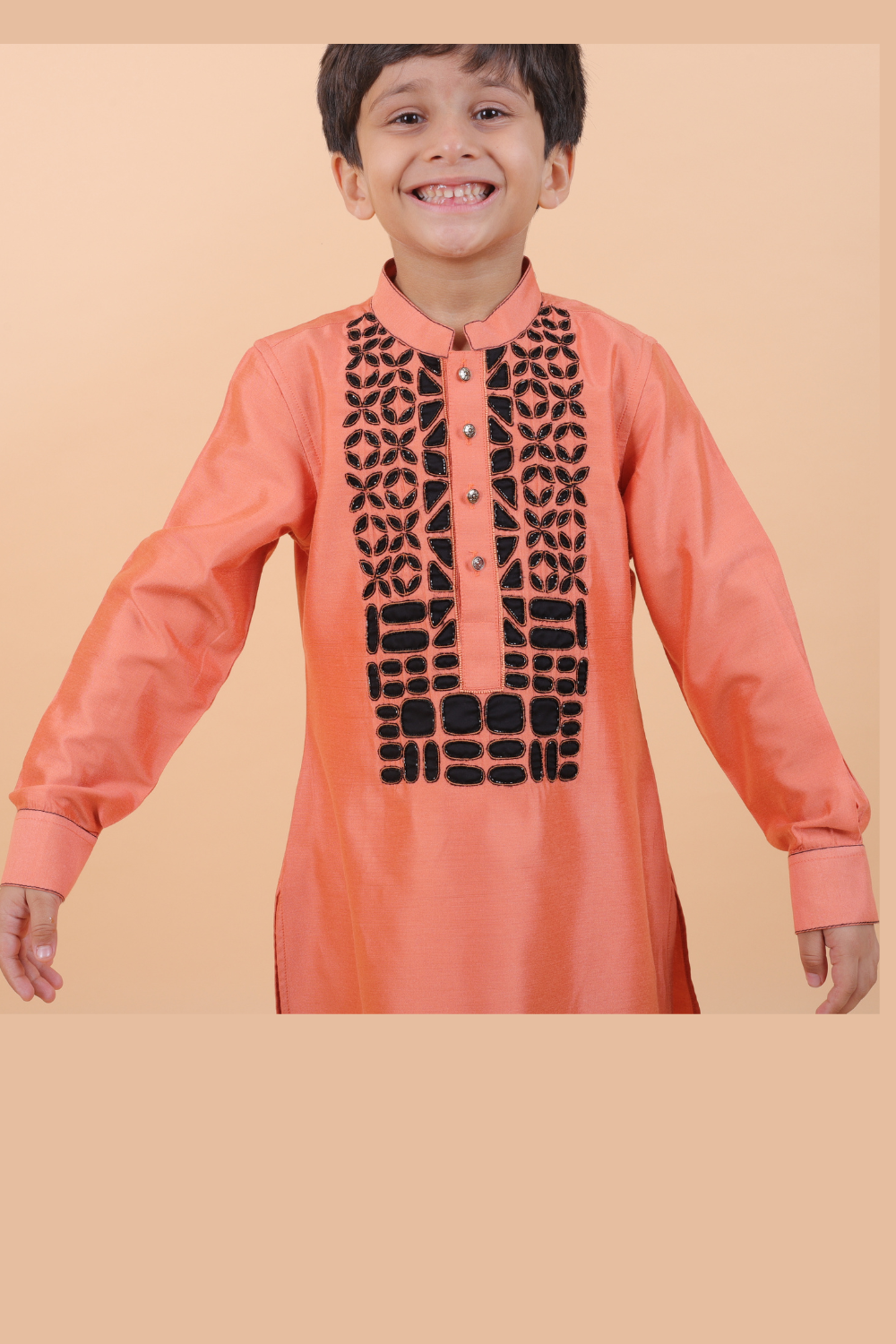 Rust Kurta Set With Front Design
