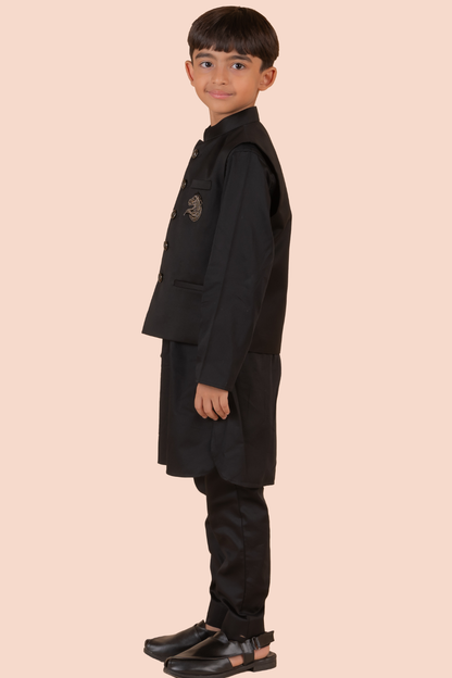 BLACK HORSE EMBROIDERED BANDI KURTA SET