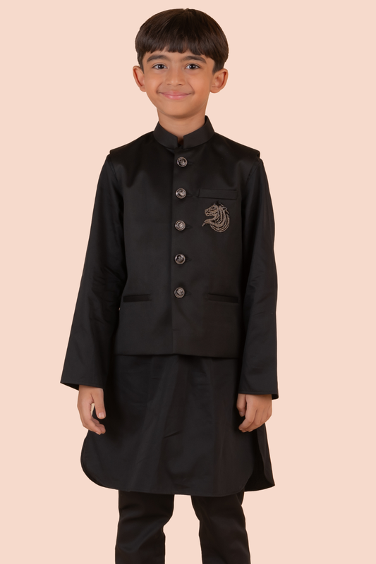 BLACK HORSE EMBROIDERED BANDI KURTA SET