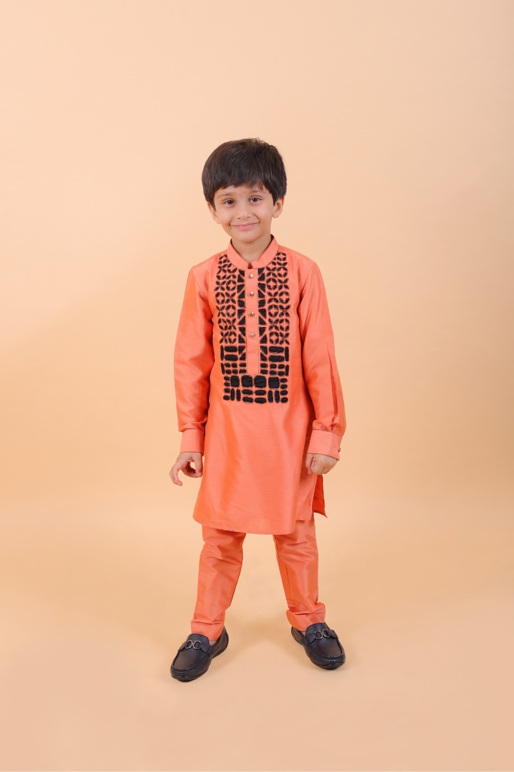 Rust Kurta Set With Front Design