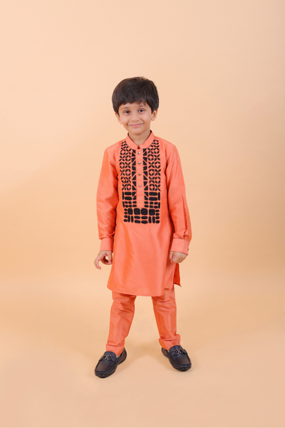 Rust Kurta Set With Front Design