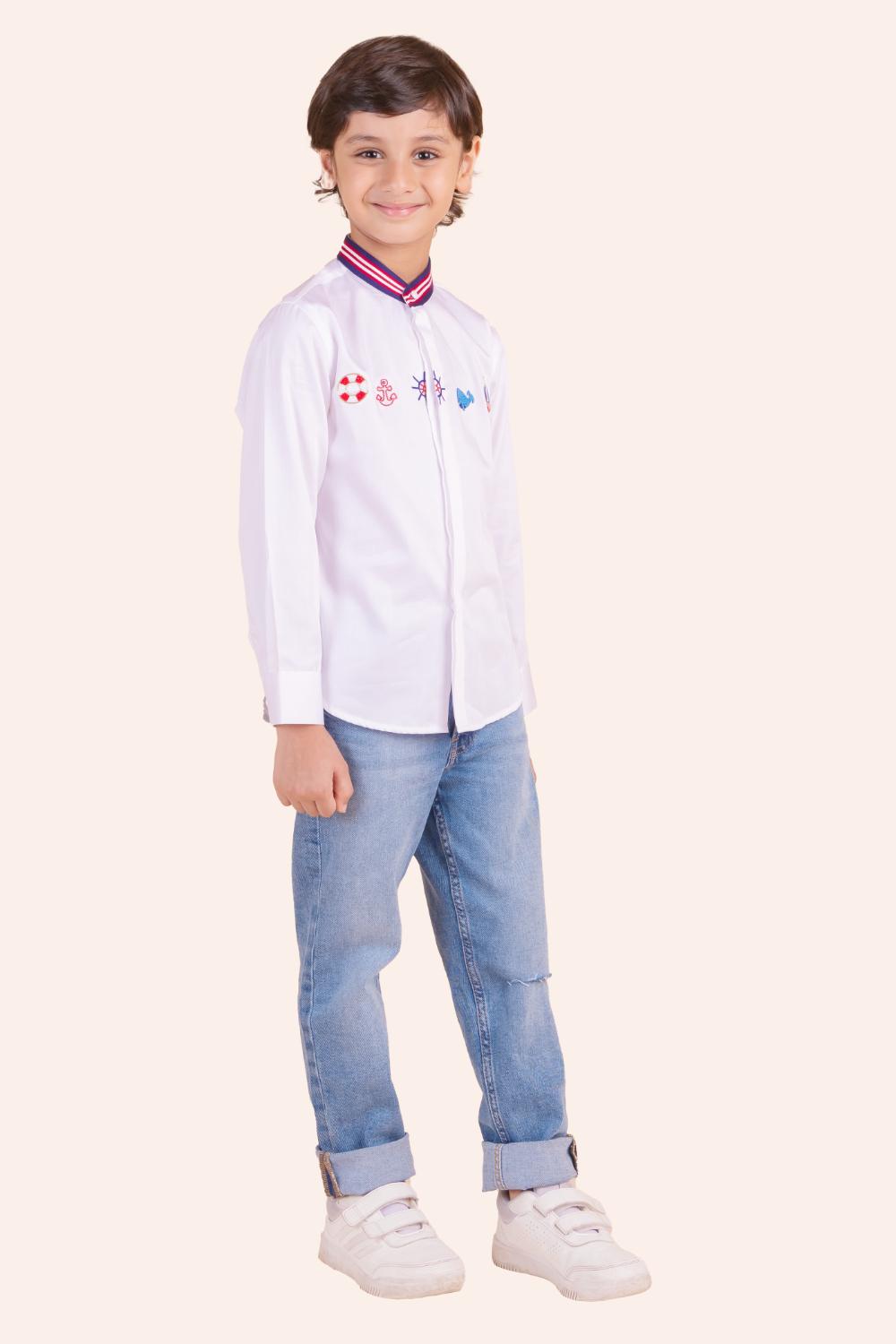 Sea Theme Embroidered Shirt