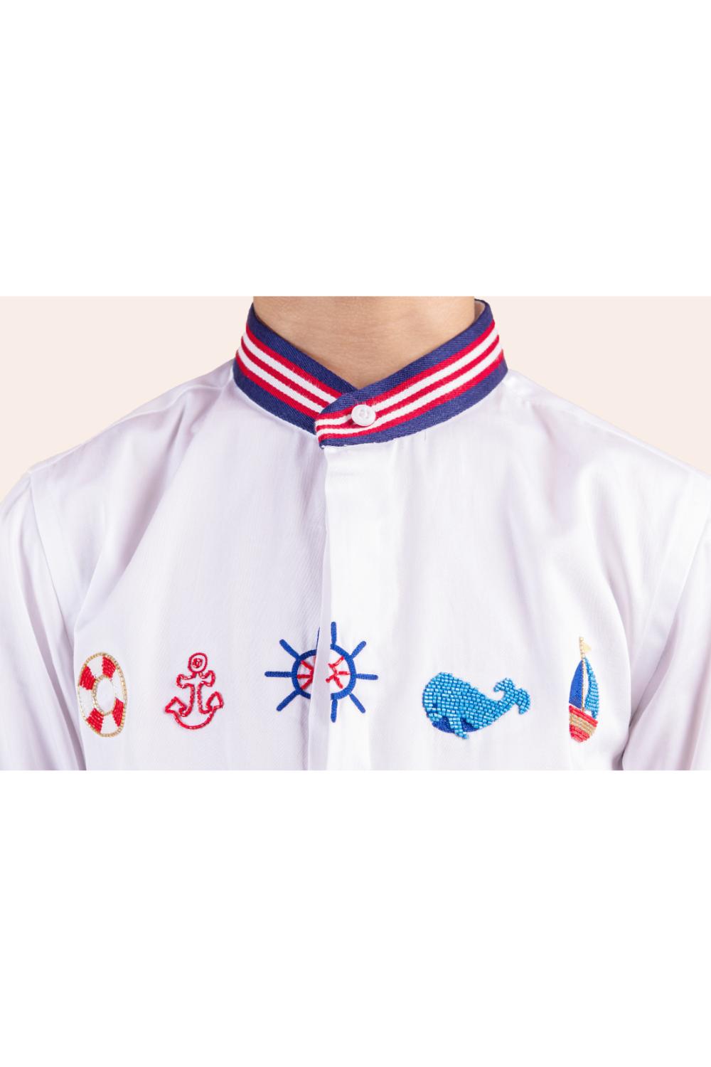Sea Theme Embroidered Shirt