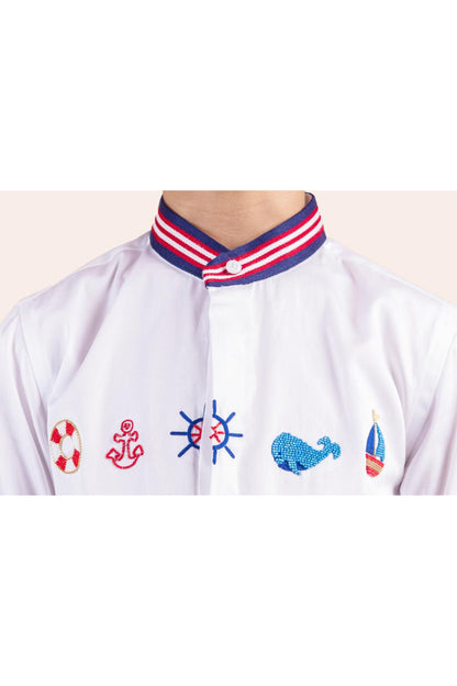 Sea Theme Embroidered Shirt